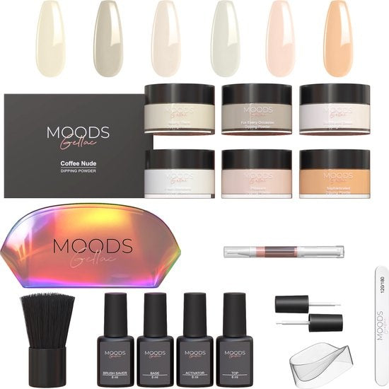 Moods Gellac Dipping Powder Starters Kit - The Nude - 6 Kleuren - Für Acryl Nagels - Dip Nagels
