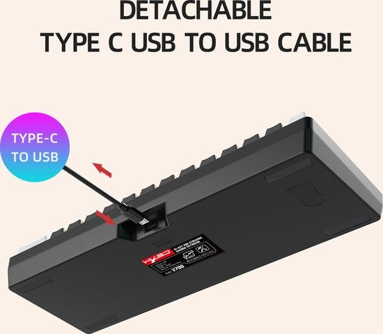 HXSJ V700 RGB Kompakte Gaming-Tastatur Qwerty 61 Tasten Backlight-Effekt Schwarz/Weiß