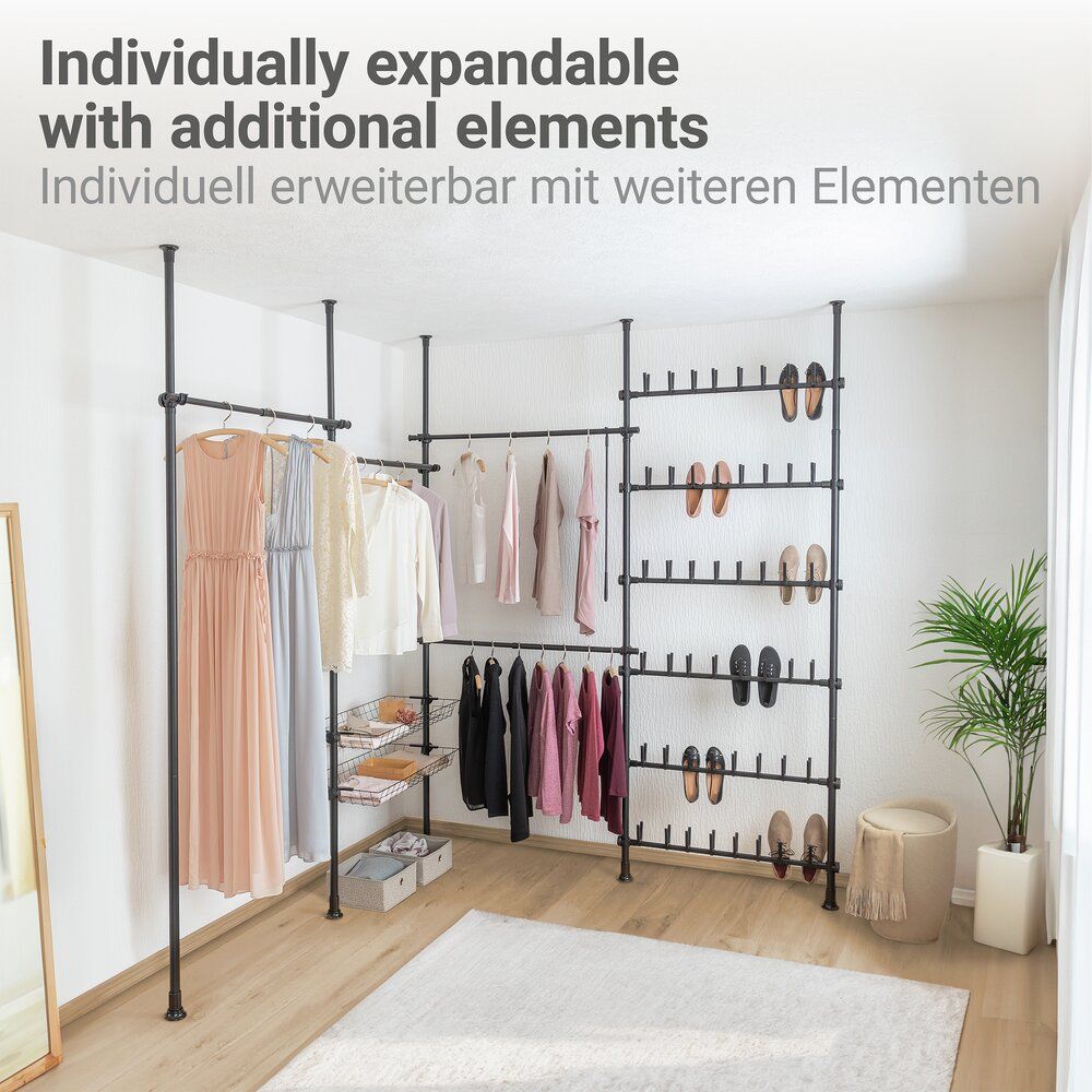WENKO Herkules Kleiderstangen Schwarz – 2-teilig – verstellbar 75–120 cm