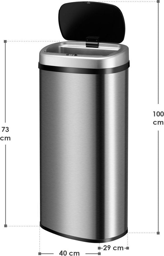 Automatischer Abfallsammler / Abfallsammler / Sensorabfallsammler - 70 Liter - Silber - Rechteckig