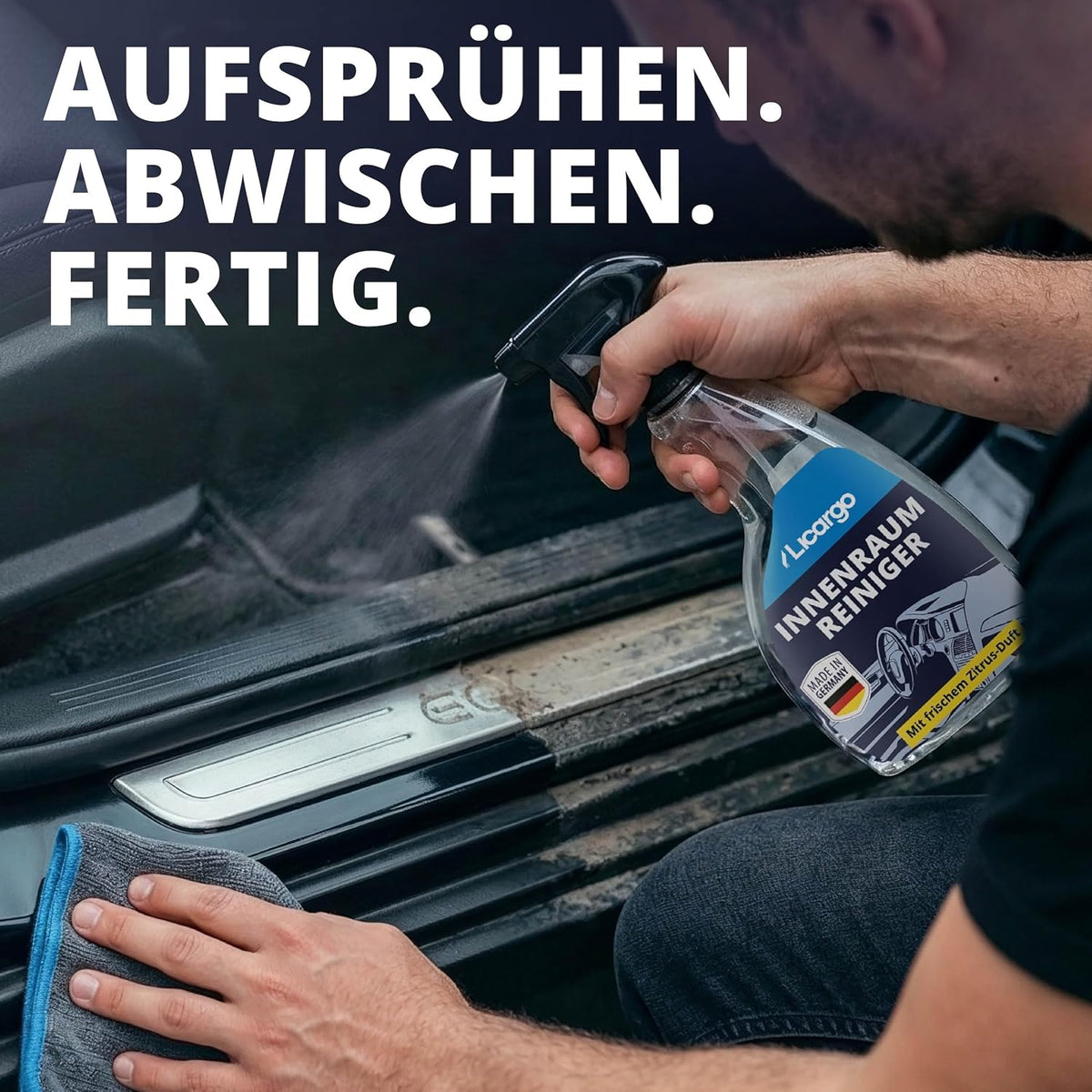 LICARGO Premium Cockpit-Innenraumreiniger 500 ml – pH-neutral – für Kunststoff, Polster und Leder – porentiefe Reinigung – Cockpitpflege