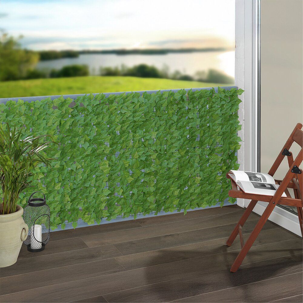 WENKO Ivy Efeu Sichtschutz Grün – 3 x 1 m – Kunststoff