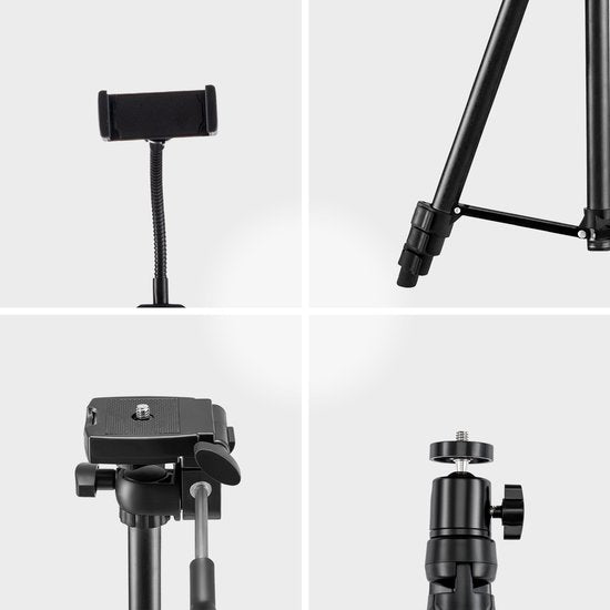 Studio ME Ringlicht mit Stativ 10 Zoll - Schwarz - Ringlicht - 30 Lichtmodi - Inkl. Fernbedienung & Mini-Stativ - Ringlicht - Ringlampen