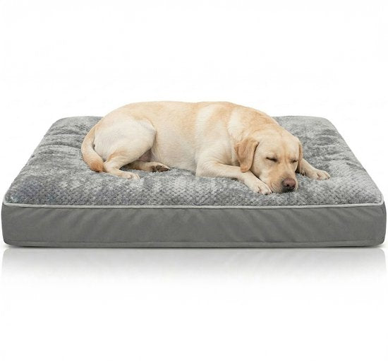 Happysnoots® Orthopädisches Hundekissen – XXL-Hundekorb 100 x 70 x 12 cm – Waschbares Hundebett für große Hunde – Grau mit Reißverschluss