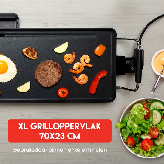 alpina Teppanyaki Grillplatte - Grillplatte - Gourmet-Set 4 Personen - 70 x 23cm - 2000W