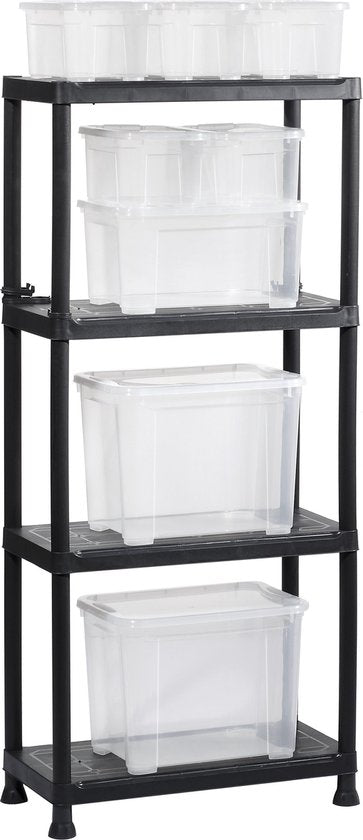 Keter Regal Plus 60/4 – Aufbewahrungsregal mit 4 Einlegeböden – 60 x 30 x 135 cm – Schwarz