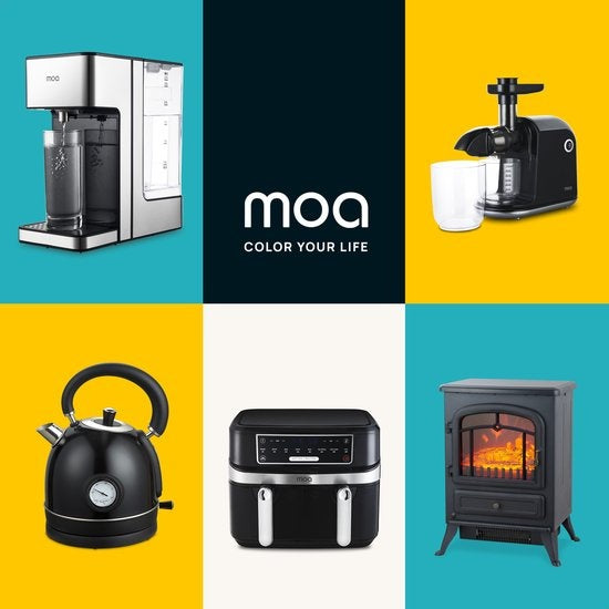 MOA Elektrischer Atmosphären-Kamin - Freistehend - 1800W - Realistischer Flammeneffekt - Kamin - Schwarz