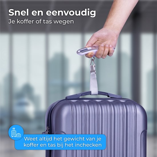 Nuvance - Digitale Gepäckwaage - Gepäckwaage bis zu 50 KG - Inklusive Wiegehaken und Batterie - Gepäckwaage - Gepäckwaage mit Digitalanzeige - Hängewaage