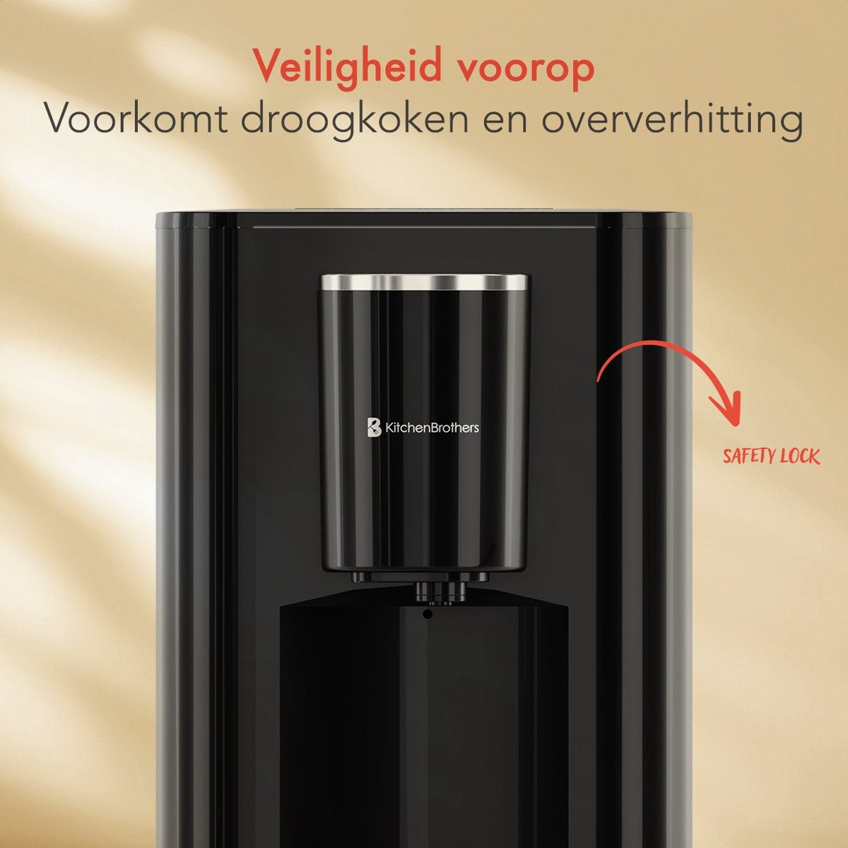 KitchenBrothers Heißwasserspender - 2.9L - Touch Display - Heißwasserhahn - 2600W - Schwarz