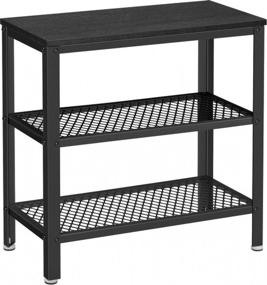 O'DADDYÂ® Wandtisch - Beistelltisch Industrial - mit 2 Netzablagen - Beistelltisch 60x30x60 cm - Flurtisch - Farbe schwarz/dunkelgrau