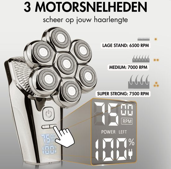6-in-1 Rasierer für Männer + extra Scherkopf - Trimmer - Clipper - Sansbeauté® SkullSharp PRO MAX - Elektrischer Gesichts- & Kopfrasierer - Schädelrasierer - Kopfrasur - Nass & Trocken - Elektrisch