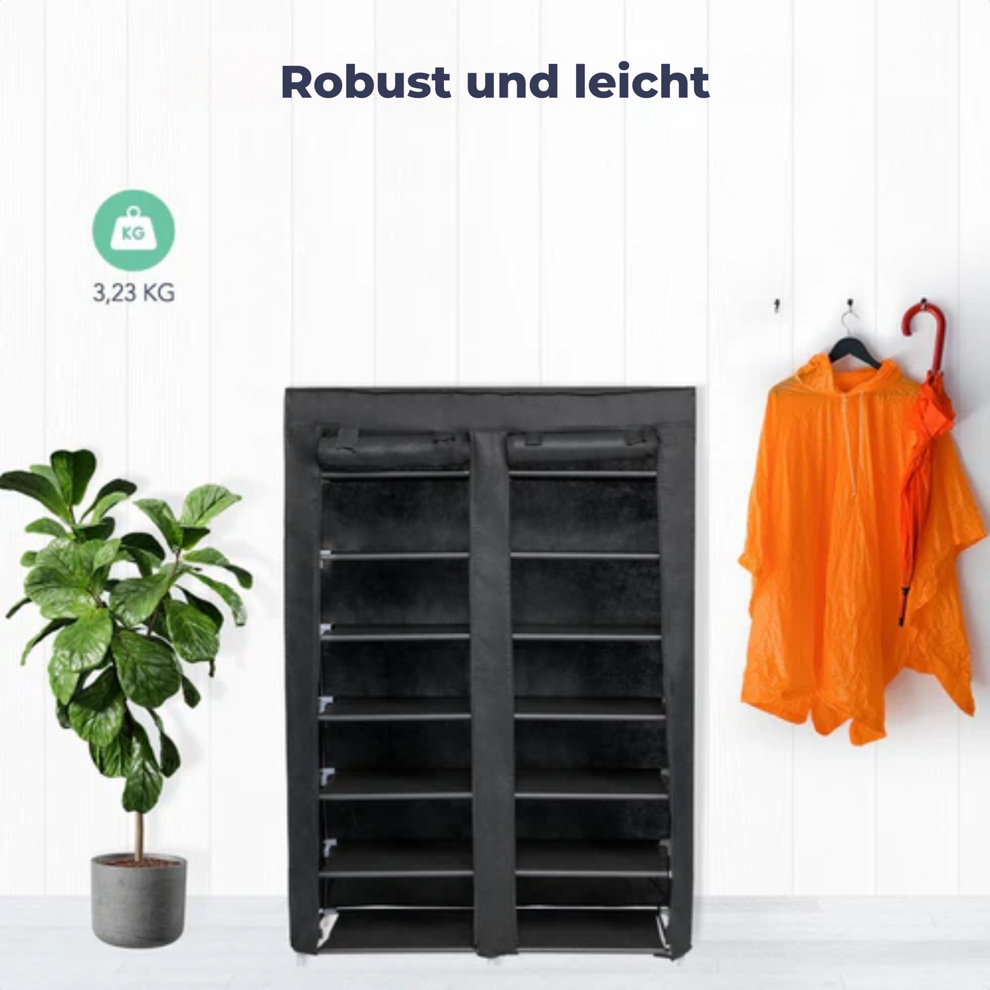 LifeGoods Schuhregal - 7 Schichten - 28 Paar Schuhe - Abschließbar - Schwarz