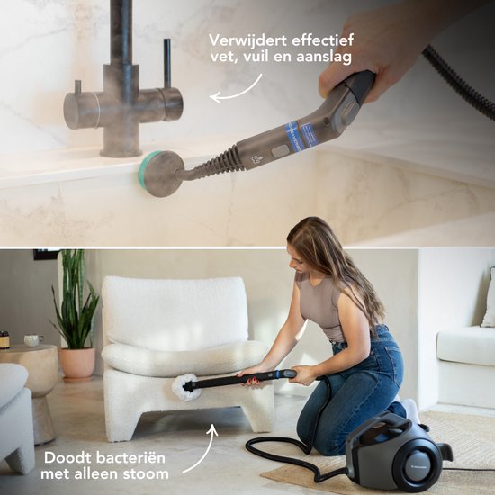 Techweise TS2 Dampfreiniger - 100+ Oberflächen - 50 Minuten Dampfen - 4 bar - Reinigungsmaschine - Dampfreiniger Boden