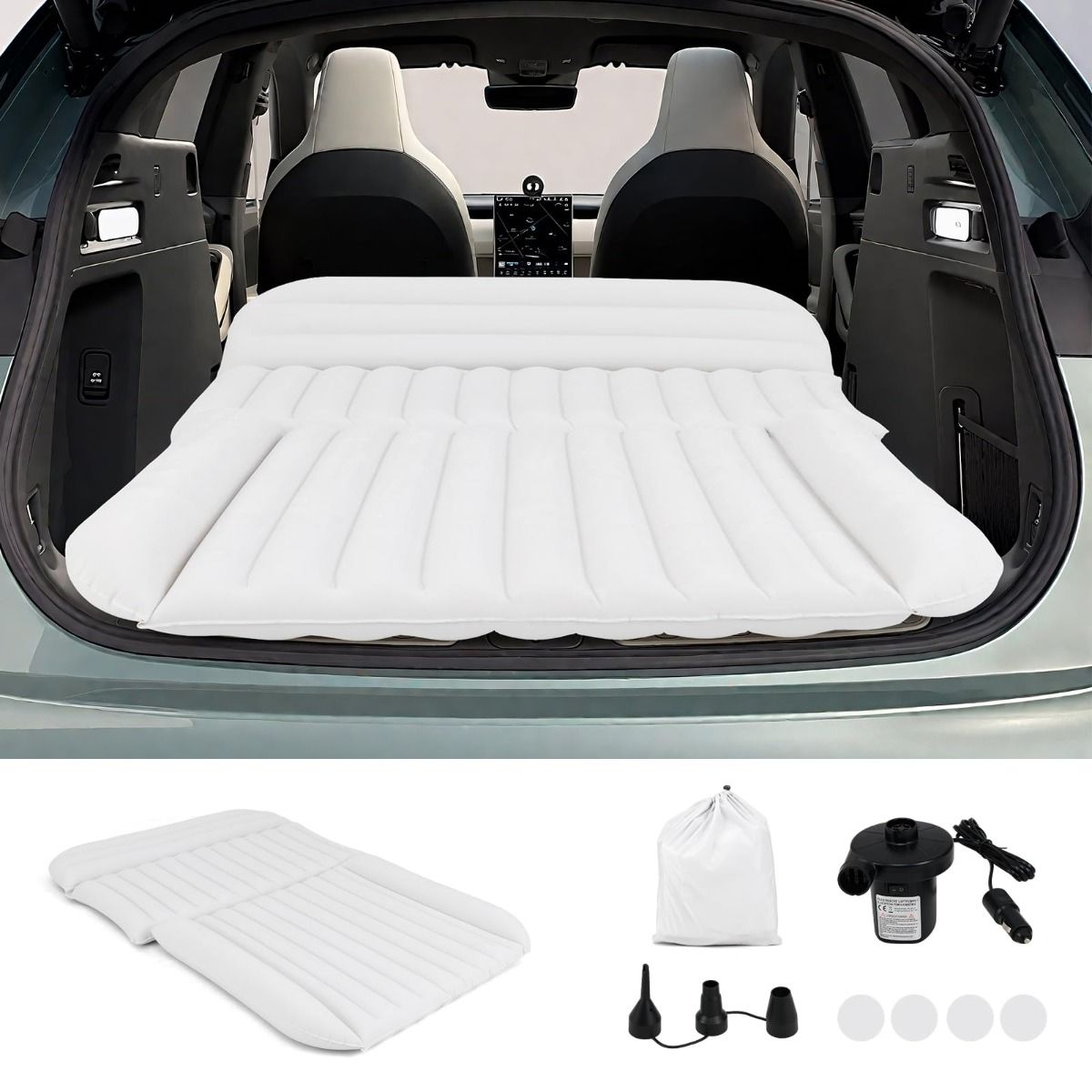 Coast aufblasbare Automatratze – beidseitig nutzbar – inklusive Pumpe und Tragetasche – 190 x 130 cm, grau