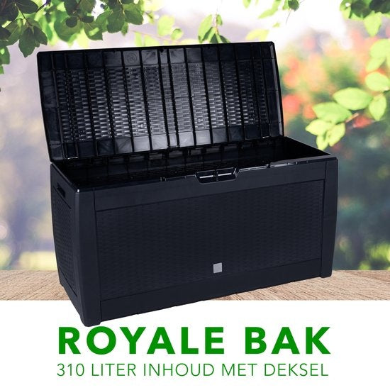 Living Style Aufbewahrungsbox - Gartenkissenbox mit Rädern - 310 Liter - Schwarz