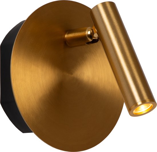 Lucide JOLIJN – Wiederaufladbare Nachttischlampe / Wandleuchte – Akku/Batterie – Ø 10,2 cm – LED – 1x2 W, 3000 K – magnetisch – Mattgold / Messing