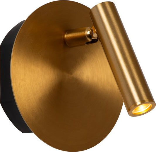 Lucide JOLIJN – Wiederaufladbare Nachttischlampe / Wandleuchte – Akku/Batterie – Ø 10,2 cm – LED – 1x2 W, 3000 K – magnetisch – Mattgold / Messing