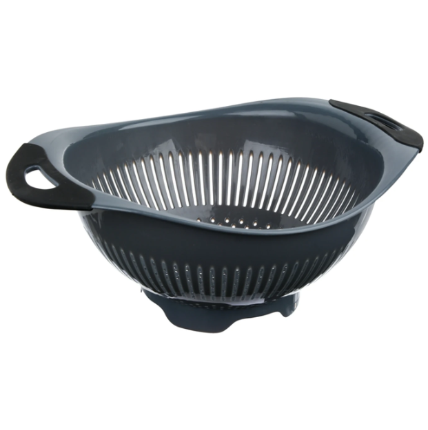 5five Sieb mit TPR-Griff – 2,5 l – 31,6 x 24,3 x 12,5 cm – Grau