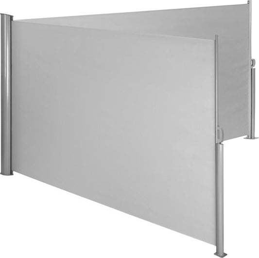 tectake - Aluminium Windschutz Seitenmarkise Terrassenschirm Sichtschutz - doppelt - 160 x 600 cm - grau - 402331