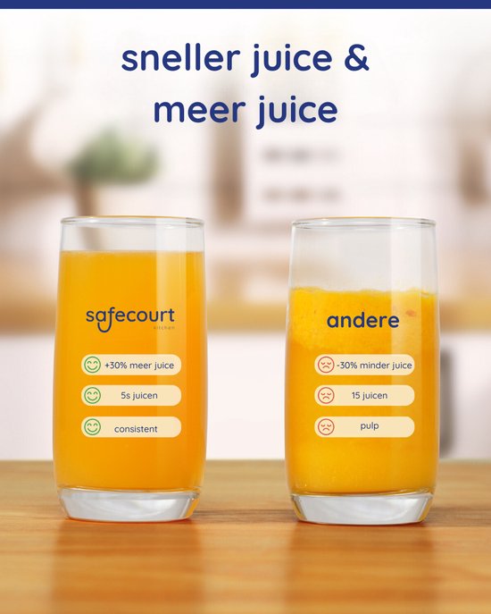 Safecourt Kitchen Entsafter - Saftpresse für Obst und Gemüse - große Einfüllöffnung - 3 Geschwindigkeiten - 1200 Watt