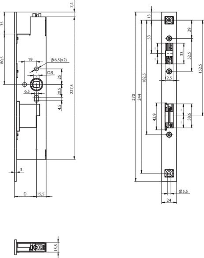ASSA ABLOY N1920 Panik-Türschloss – Riegelmaß 40 mm – Frontplatte aus Edelstahl 24 x 270 mm – rechteckig