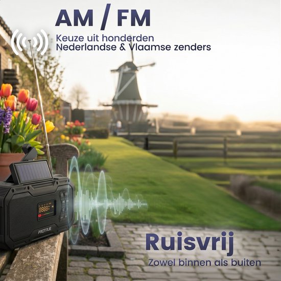 Solarbetriebenes Notradio mit Handaufzug – FM/AM-Notradio – 5000-mAh-Powerbank mit Solarladung – Baustellenradio mit Lautsprecher – Badezimmerradio – Notfallpaket