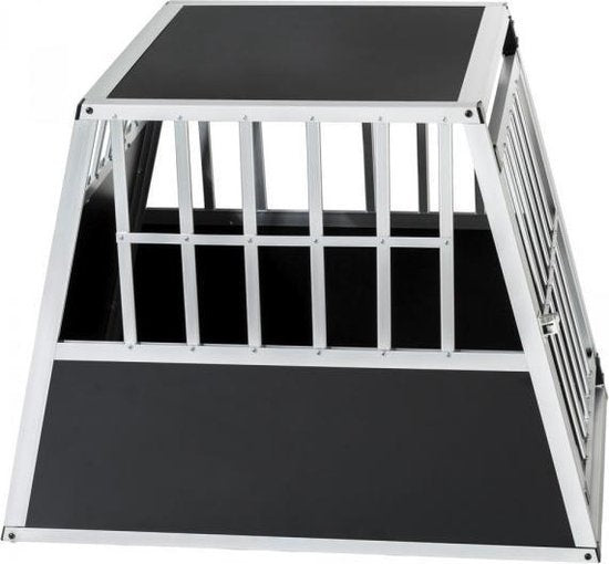 tectake Hundetransportbox - 90 x 66 x 69,5 cm - Schwarz/Silber