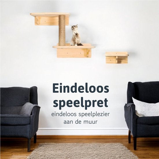 LBB Katzenkletterwand - Für jede Katze geeignet - Inkl. Kratzbaum - Wand - Auch für große Katzen - Wand - Regal - Möbel - Katzenspielzeug - Intelligenz - Spielzeug