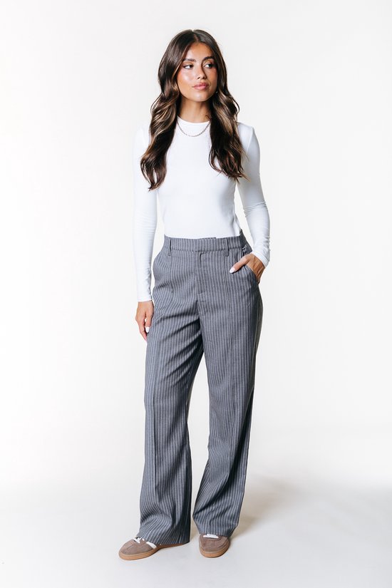 Colourful Rebel - Rus Stripe Straight Pants Elastic Waistband - Damen - Hosen
