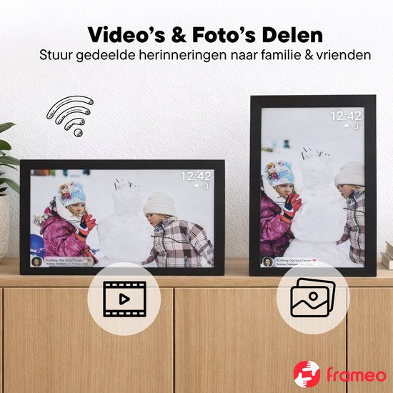 Denver Digitaler Bilderrahmen 15,6 Zoll – XL – Full HD – Frameo-App – Fotorahmen – Digitaler Kalender – WLAN – 16 GB – IPS-Touchscreen – PFF1501B