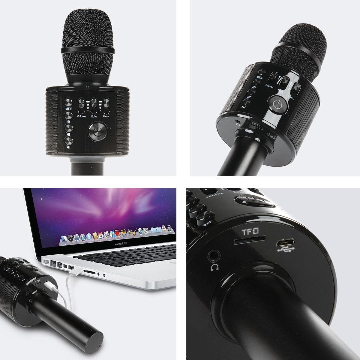 LifeGoods Karaoke-Mikrofon - Bluetooth - Drahtlos - mit Lautsprecher - Schwarz