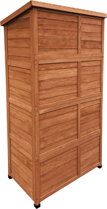 AXI Hugo Aufbewahrungsschrank aus Holz, Farbe „Coffee Brown“ – Gartenschrank mit verzinktem Dach – 3 Einlegeböden und Bodenplatte – FSC-zertifiziertes Holz – Magnetverschluss – 85 x 52 x 174 cm