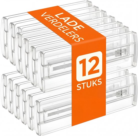 Posity Schubladenteiler - Verstellbar & ausziehbar - 12 Stück - Schubladenorganisation - Für Küche, Schlafzimmer & Kleidung - Kunststoff - Transparent