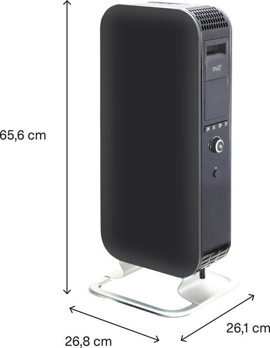 Mill AB-H1000DN BLACK – Design-Ölradiator – 1000 Watt – trocknet die Luft nicht aus – leise – schwarz – 5 Jahre Garantie