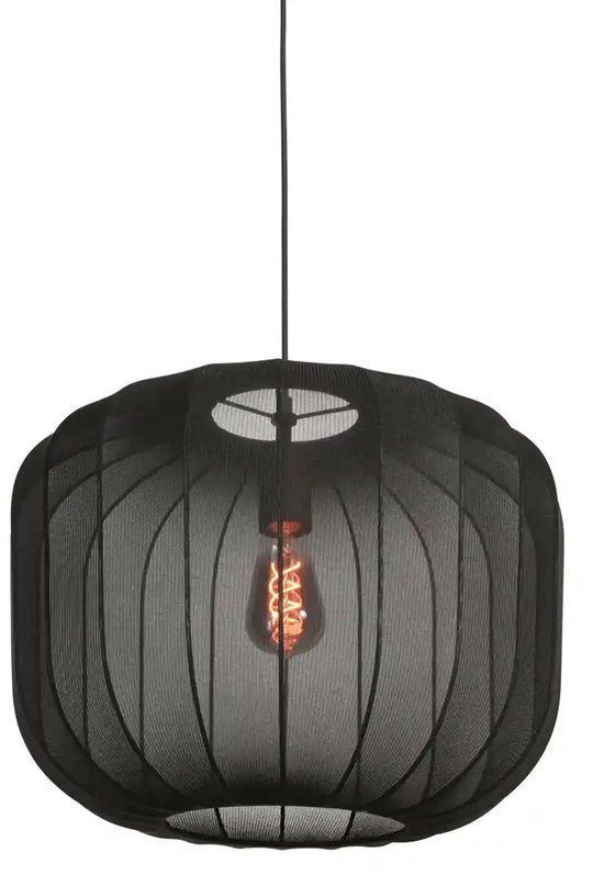 Anne Lighting – Hängeleuchte – Sable – schwarz – Leinen und Metall – Ø 45 cm – E27 – 4191ZW