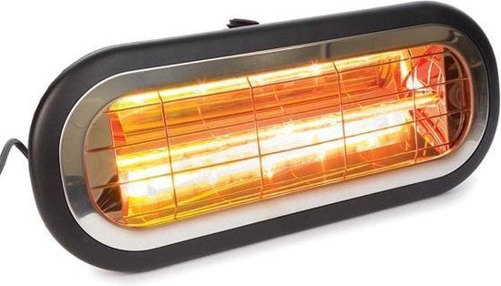 Perel Terrassen-/Sonnenschirmheizung, 2000 W, blendarm, mit Ein-/Ausschalter, Halterung für Decken- und Wandmontage, spritzwassergeschützt, 1 Heizstufe, Metall, schwarz
