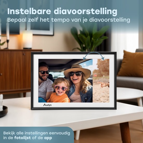 Audyn Digitaler Fotorahmen - HD - mit WiFi - 16GB - IPS Touchscreen - funktioniert mit Frameo App - Fotorahmen