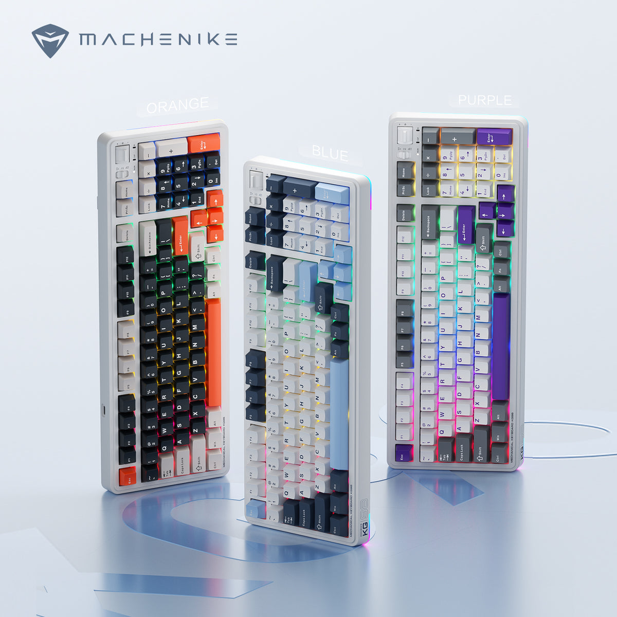 Machenike KG98 mechanische Gaming-Tastatur – US-QWERTY – lila/gold