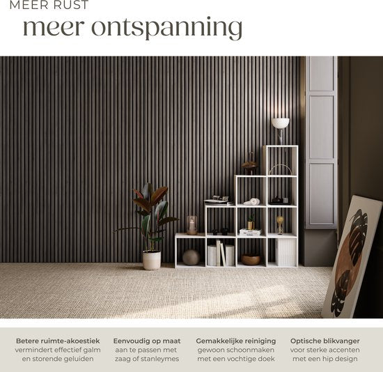 tectake® Akustikplatten – 4er-Set – Akustik-Wandplatte – 50 x 110 cm - 2,2 m² - Wandpaneele mit anpassbarer Größe - Lattenwand aus MDF und Holzfurnier - Schalldämmung - Stilvolle Wanddekoration - Einfache Montage - Eiche-Grau