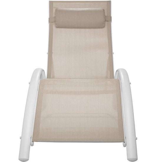 Tectake - 2er-Set Gartenliegen - Aluminium-Liegen - inkl. Kopfkissen - 5-fach verstellbare Rückenlehne - beige