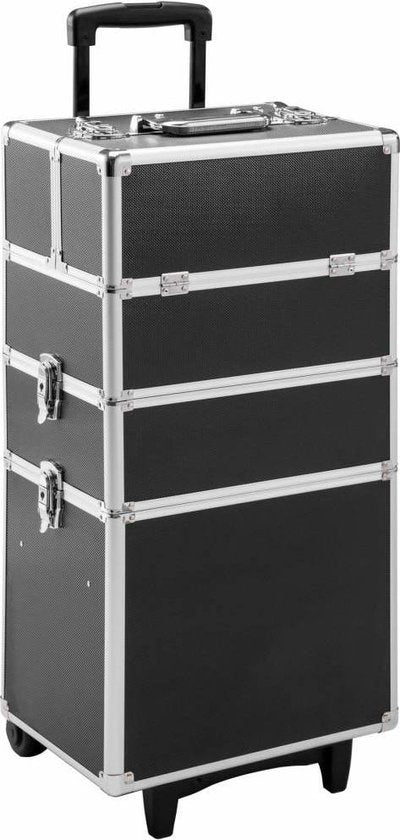 tectake Kosmetikkoffer mit 3 Fächern - Schwarz - Schminkkoffer