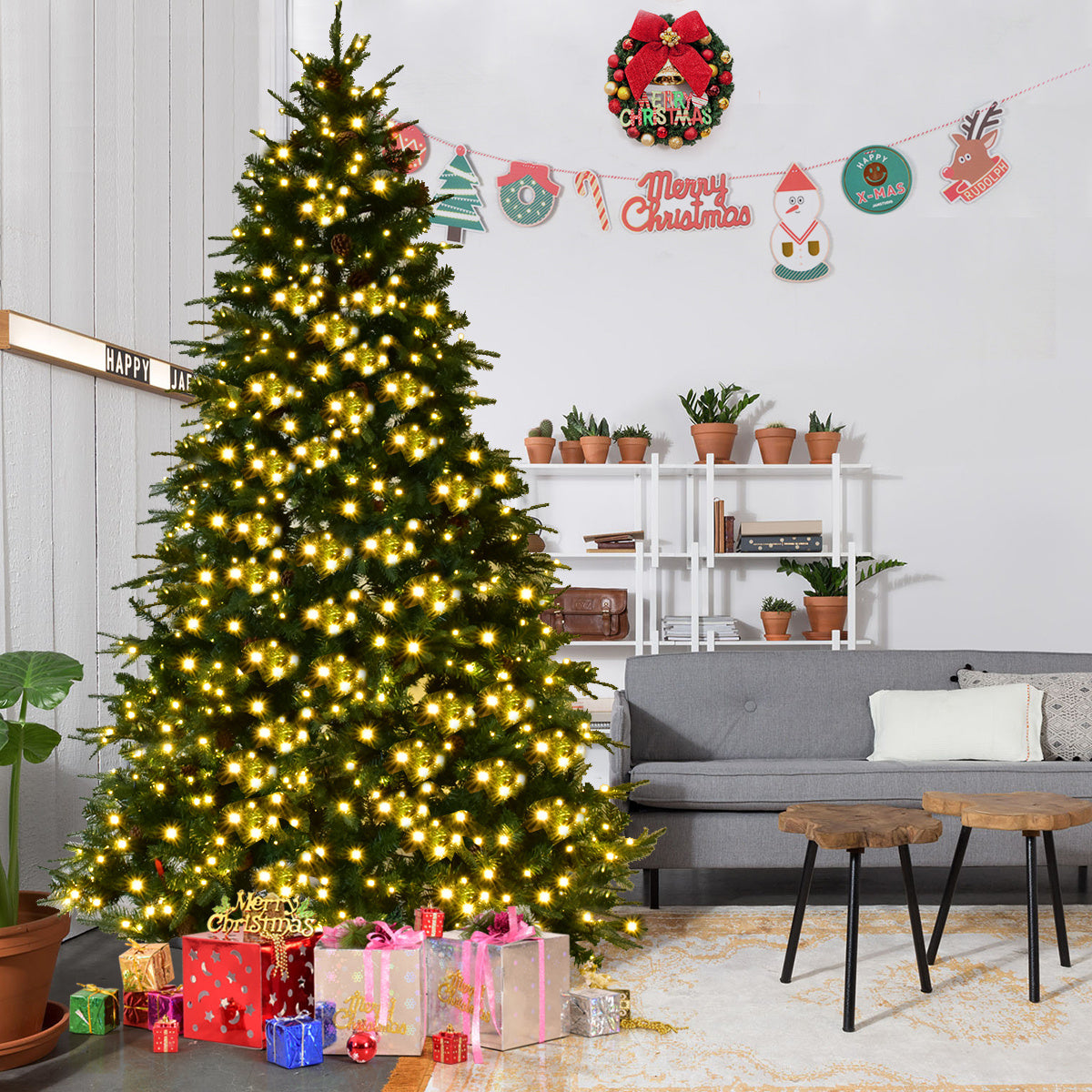 Coast Künstlicher Weihnachtsbaum mit LED-Lichtern - 240cm - Grün