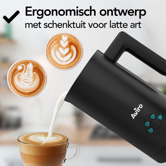 Aviro Milchaufschäumer mit Ausgießer - Elektrisch - 300ML - 4-in-1 - Milchaufschäumer - Milchschneebesen - Milchaufschäumer - Schwarz