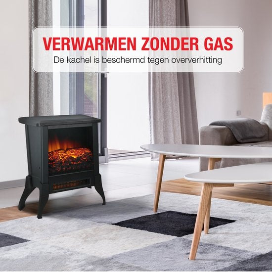 Classic Fire Electric Atmosphere Fireplace Verona - Freistehender Elektroofen - Flammeneffekt - 1800-2000 Watt - Schwarz
