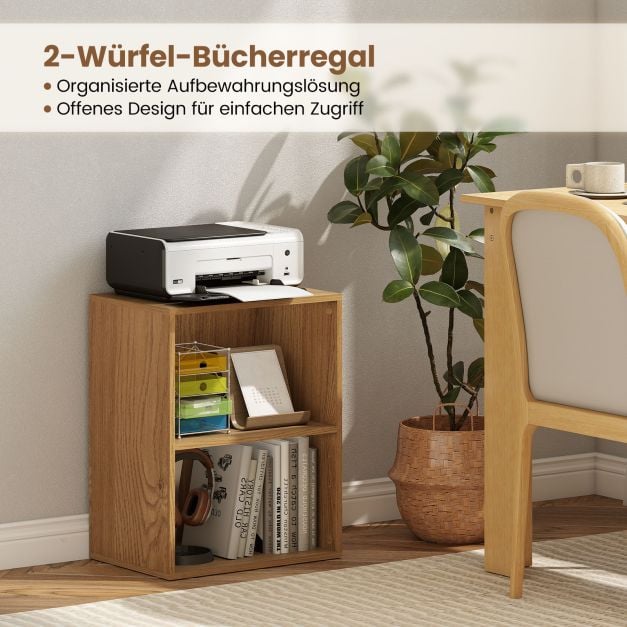 Coast Bücherregal mit 2 offenen Fächern – verstellbare Einlegeböden – 42 x 29,5 x 53,5 cm – Natur