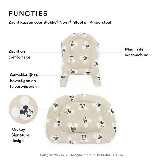 Stokke Nomi-Kissen, Mickey Signature – Für Weichheit und Komfort auf dem Nomi-Stuhl und -Kinderstuhl – Für Kinder ab 6 Monaten – Wendbar und maschinenwaschbar