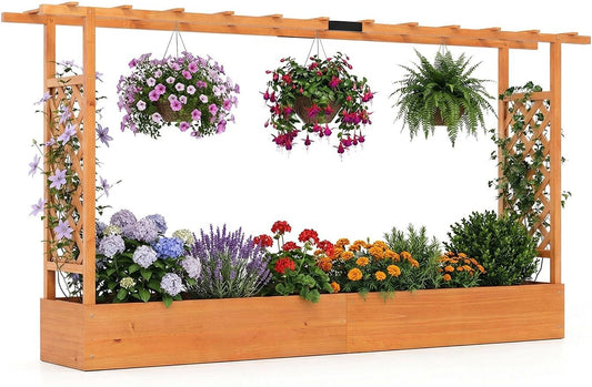 Coast Hochbeet aus Holz mit Pergola – Orange – 220 x 35 x 114 cm