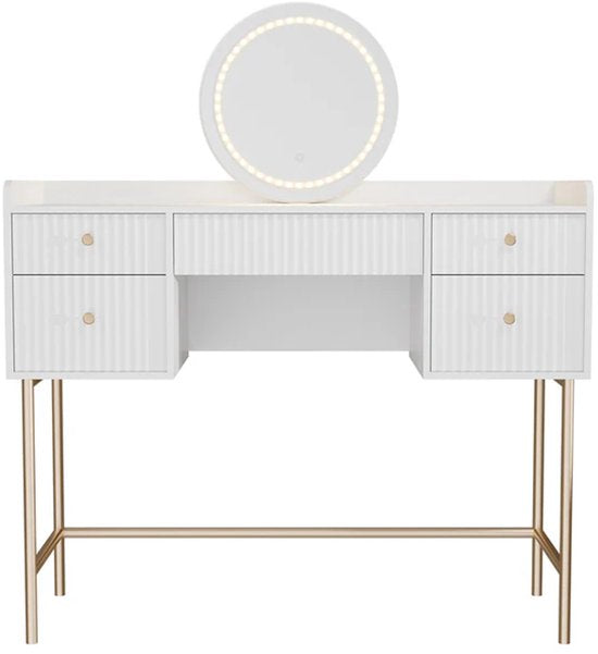 Schminktisch Samira - Inkl. Spiegel und LED - Weiß
