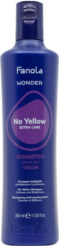 Fanola Wonder No Yellow Shampoo – Neutralisiert Gelbstiche in blondem Haar – 350 ml