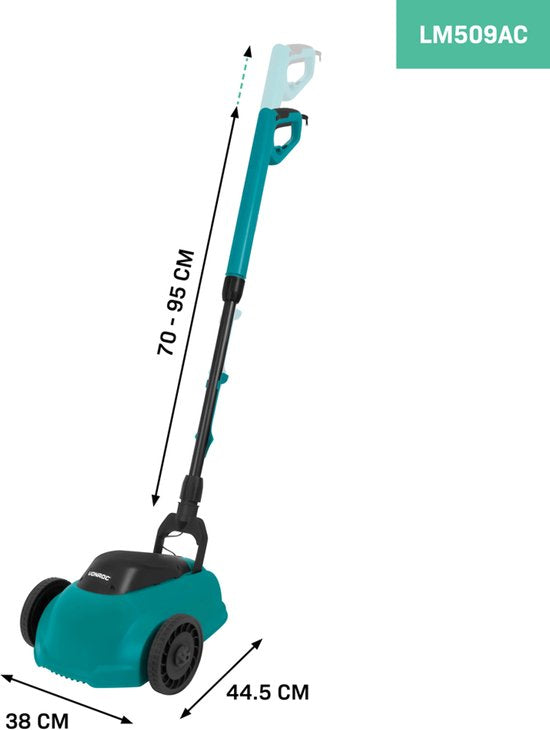 VONROC Mini-Elektrorasenmäher - 350W - 22 cm - Mähen und Mulchen in einem - Drei einstellbare Schnitthöhen: 30mm, 40mm, 50mm - Inkl. Reinigungswerkzeug